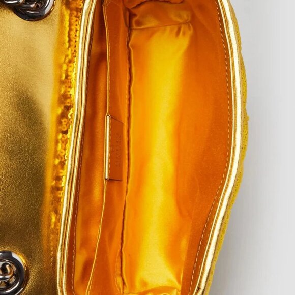 Gucci Gold Sequin Marmont Mini Flap Bag - Picture 9 of 10